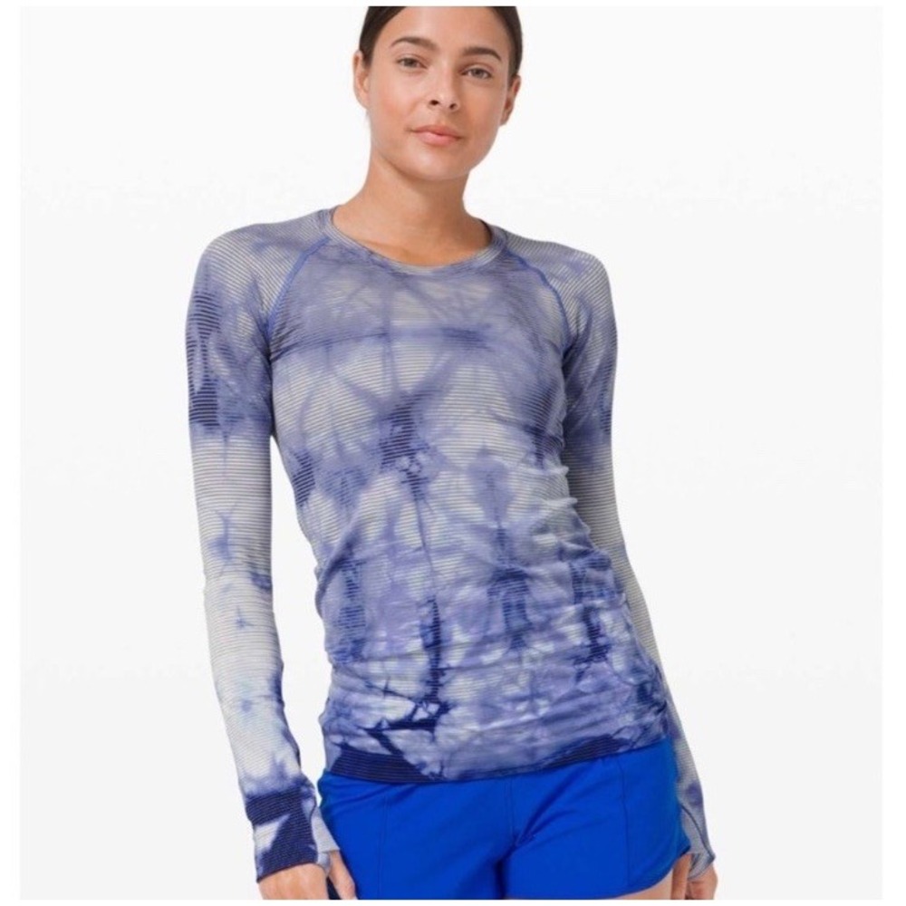 Lululemon 2.0 Swiftly Tech Long Sleeve Shibori Midnight Orchid Wash Sz 10 Tiedye